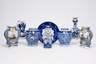 A varied collection of blue, white and polychrome earthenware items, Delft, France and Spain, 18th/1