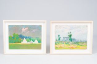 Rodolphe De Saegher (1871-1941): Two landscapes, pastel on paper