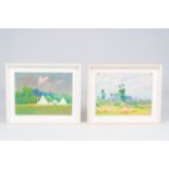 Rodolphe De Saegher (1871-1941): Two landscapes, pastel on paper