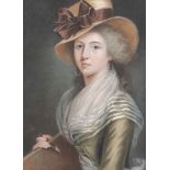 French school: Portrait of Nancy Archinard, pastel on paper, 19th C.