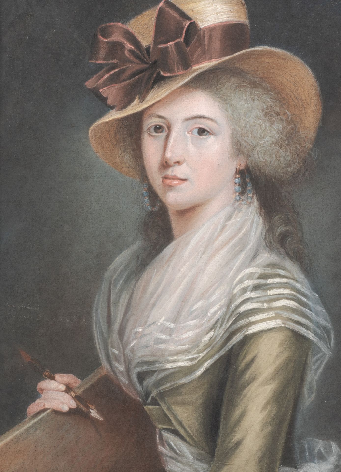 French school: Portrait of Nancy Archinard, pastel on paper, 19th C.