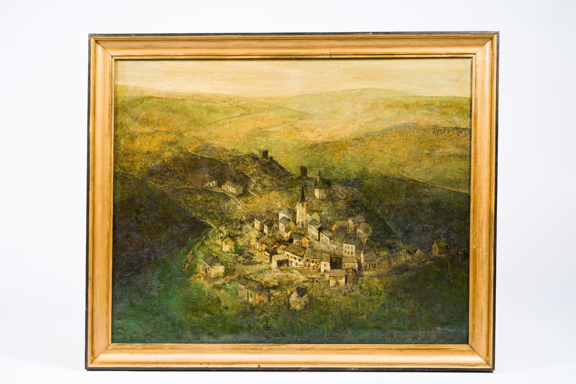 Leo Piron (1899-1962): View of Vianden in Luxembourg, oil on canvas - Image 2 of 4