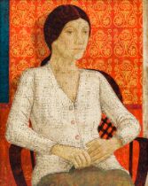 Antoon Catrie (1924-1977): Portrait of a young seated lady, tempera on board