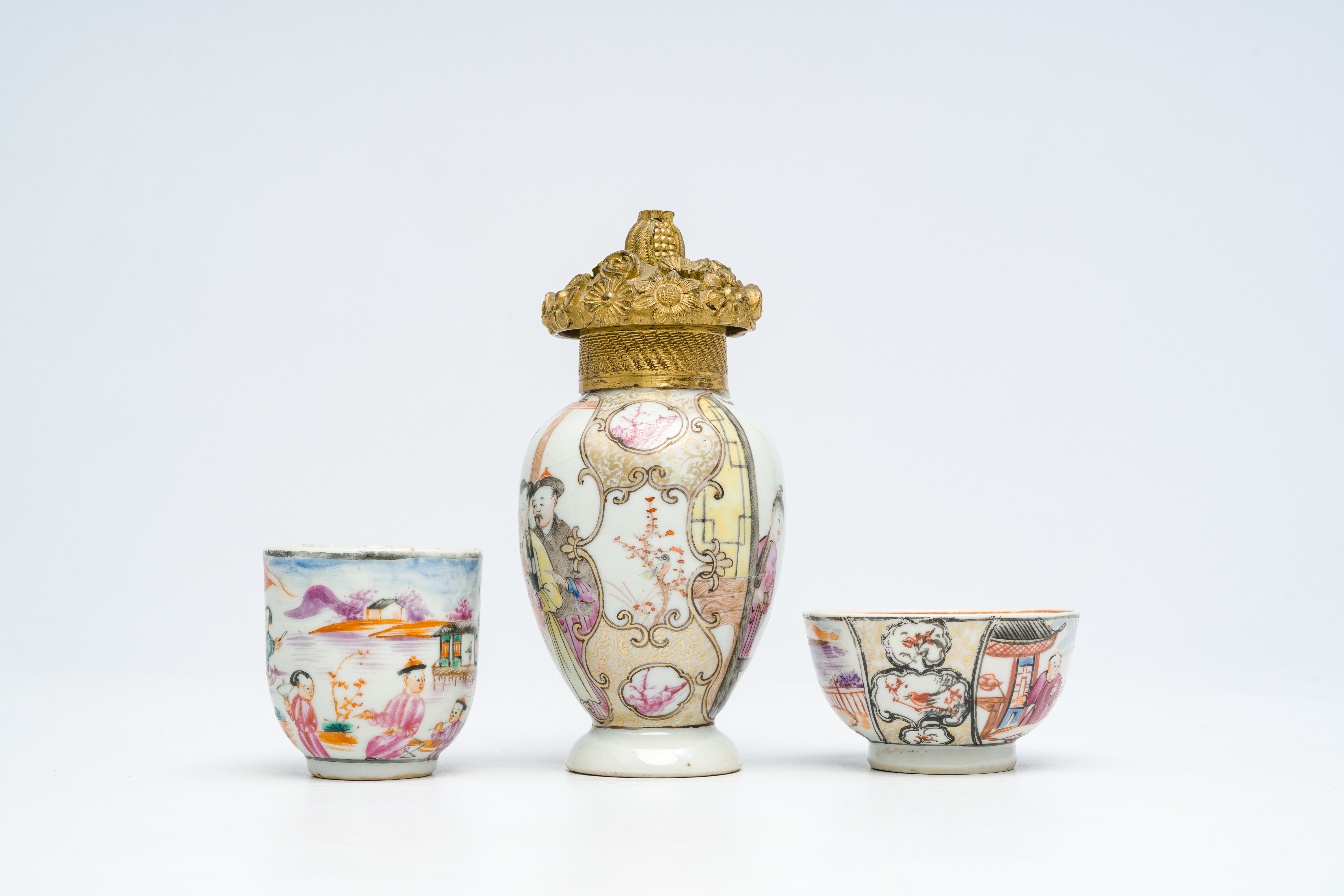 Four Chinese famille rose 'mandarin subject' wares, Qianlong - Image 6 of 10