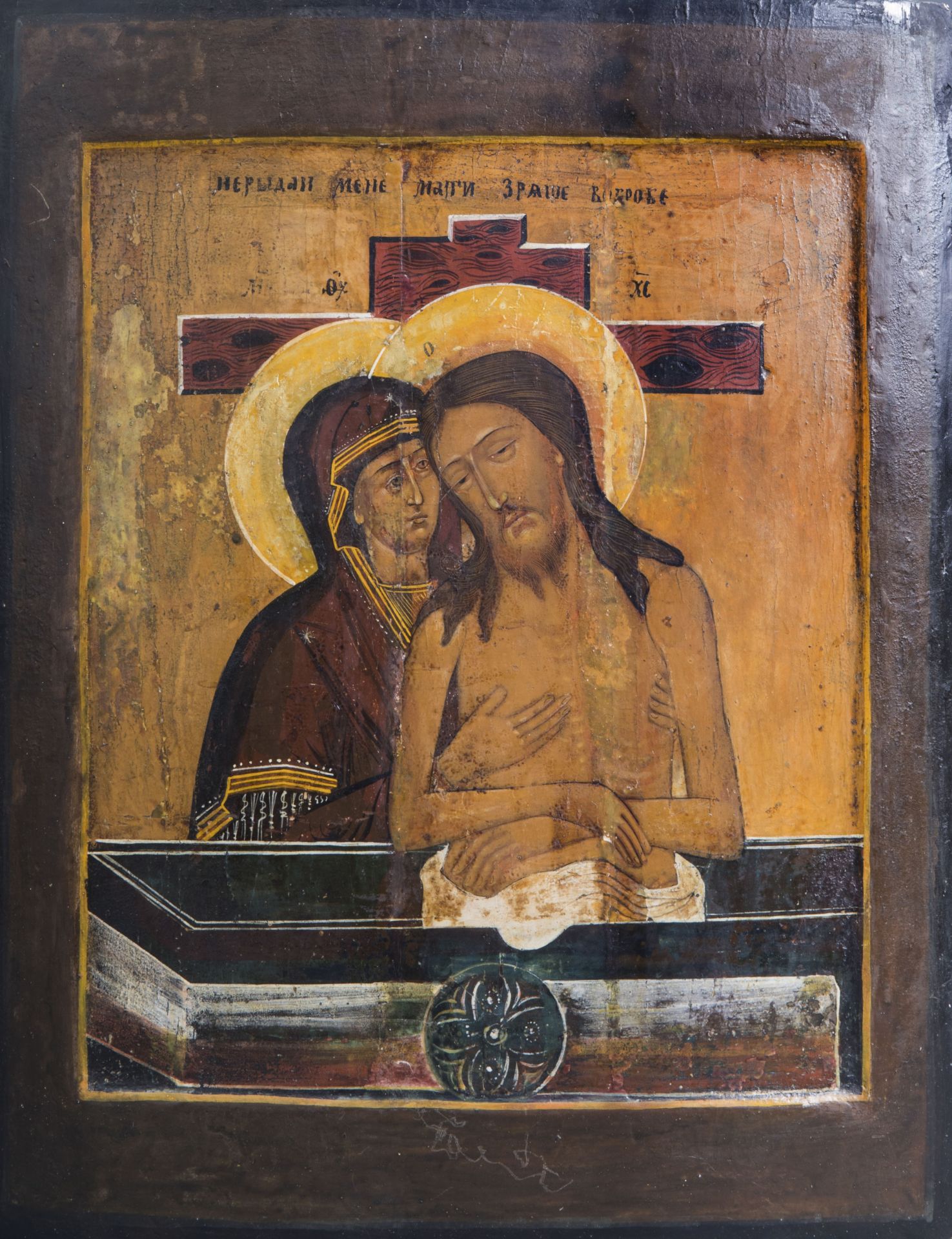 A large Russian icon, 'Pieta', 19th C.