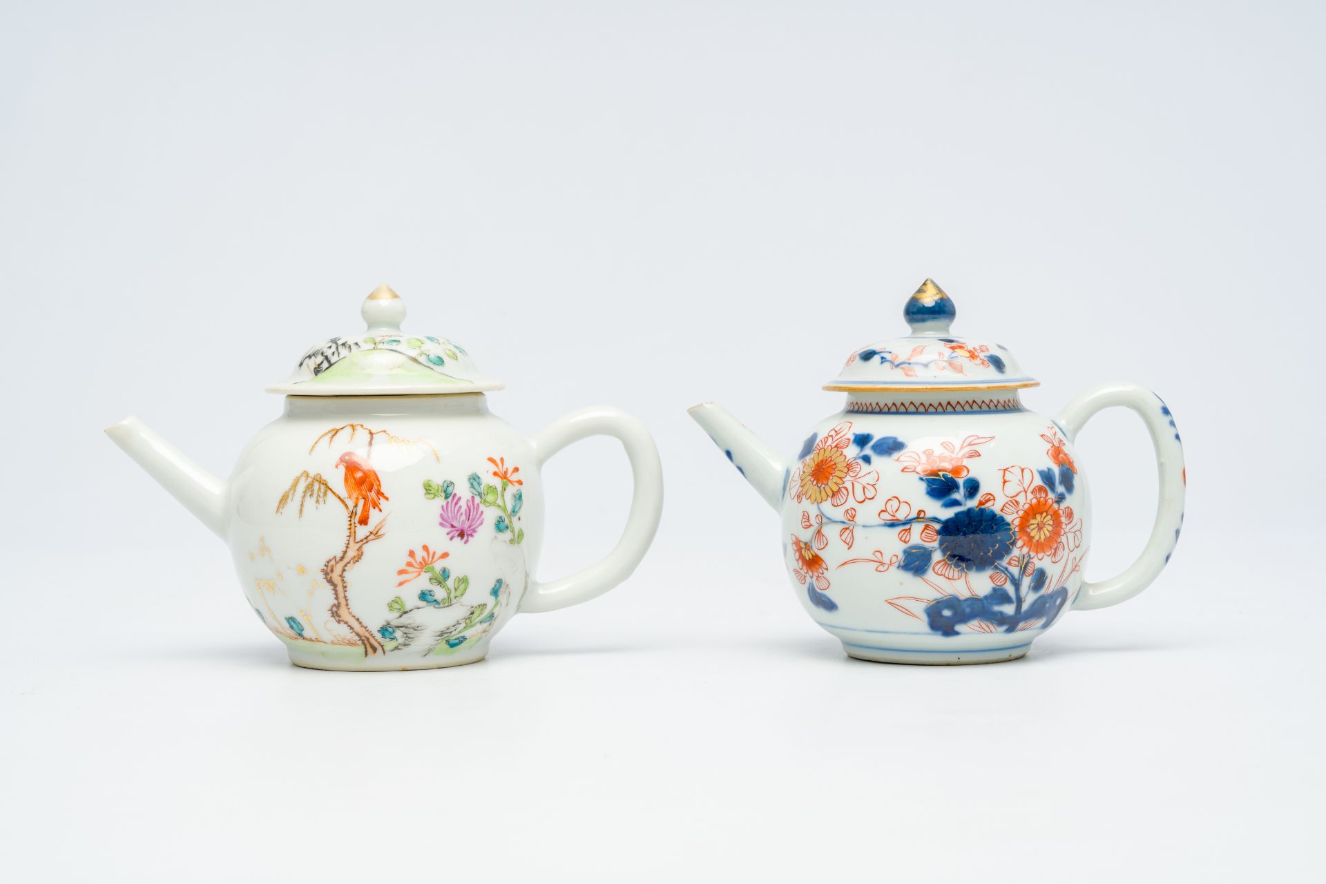 Two Chinese famille rose and Imari style teapots and covers, Kangxi/Qianlong - Image 2 of 7