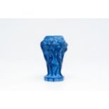 FrantiÅ¡ek Pazourek (1905-1997): 'Ingrid' vase in blue glass, Kristallerie Curt Schlevogt, 1930's