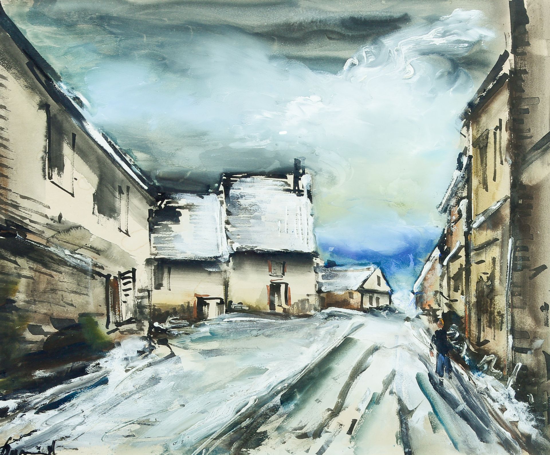 Maurice de Vlaminck (1876-1958): 'La rue sous la neige', watercolour and gouache