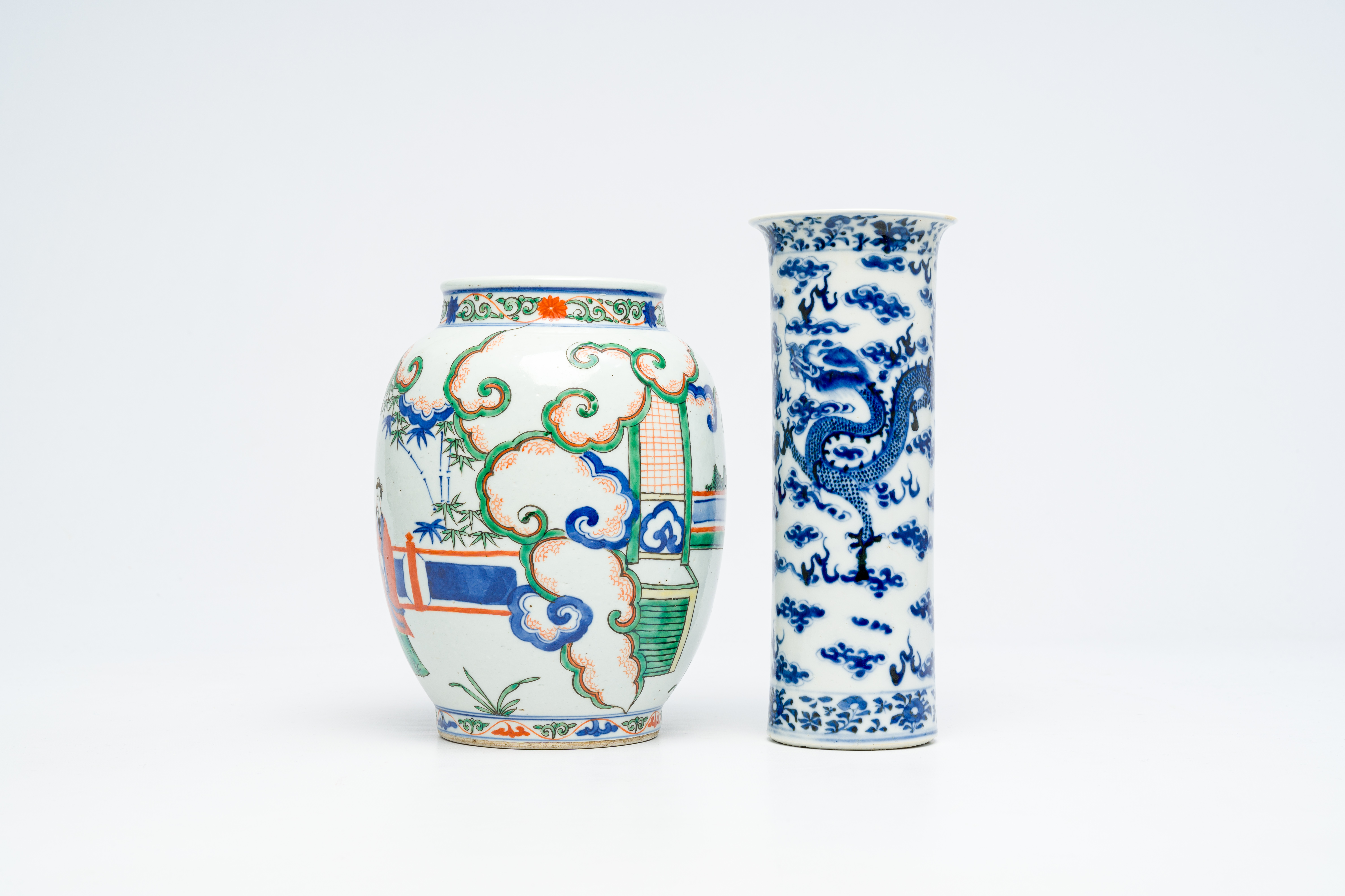 A varied collection of Chinese blue and white, famille rose and verte porcelain, Kangxi and later - Image 15 of 19