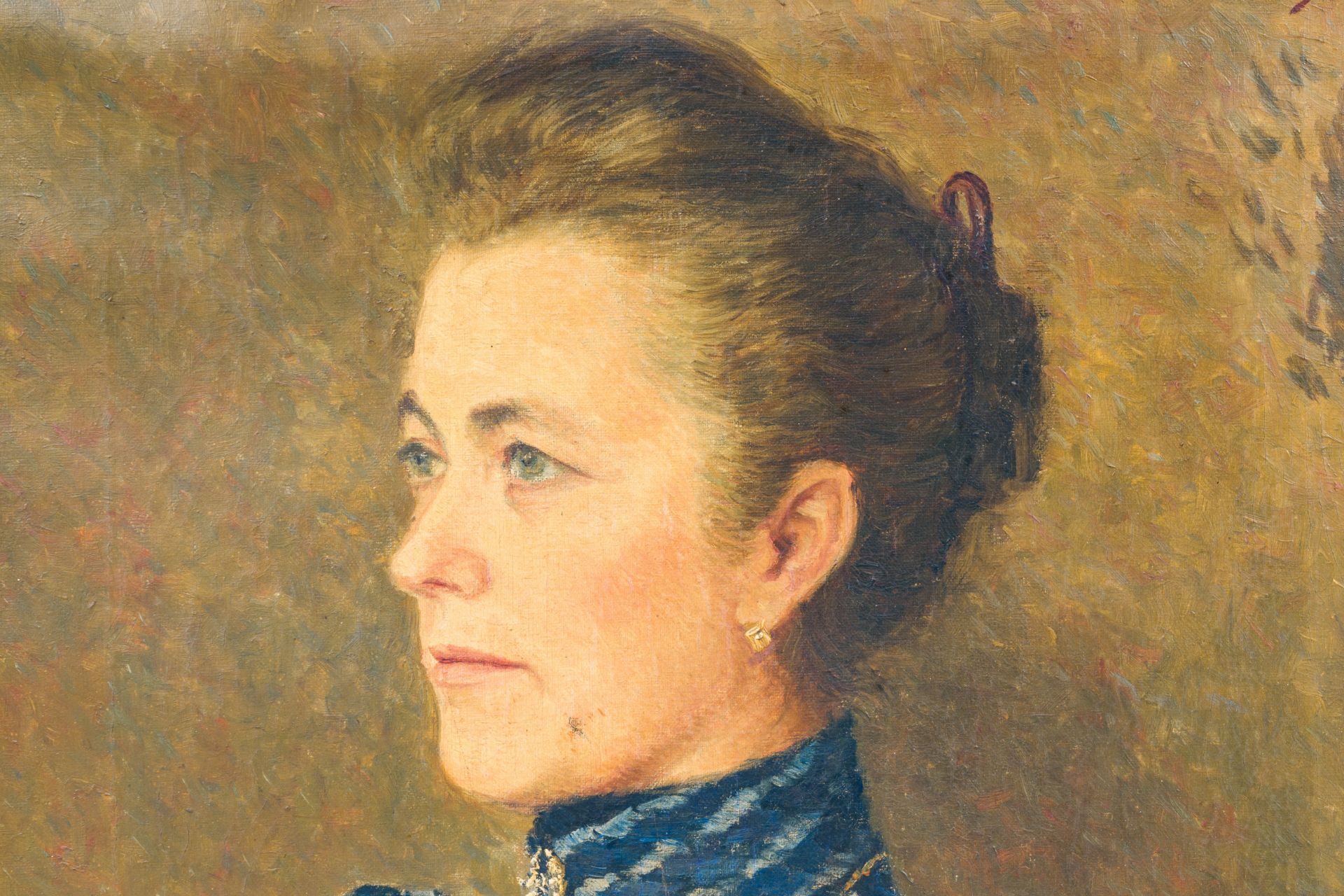 Modest Huys (1874-1932): Portrait of Domithilde Derache, oil on canvas - Bild 5 aus 5