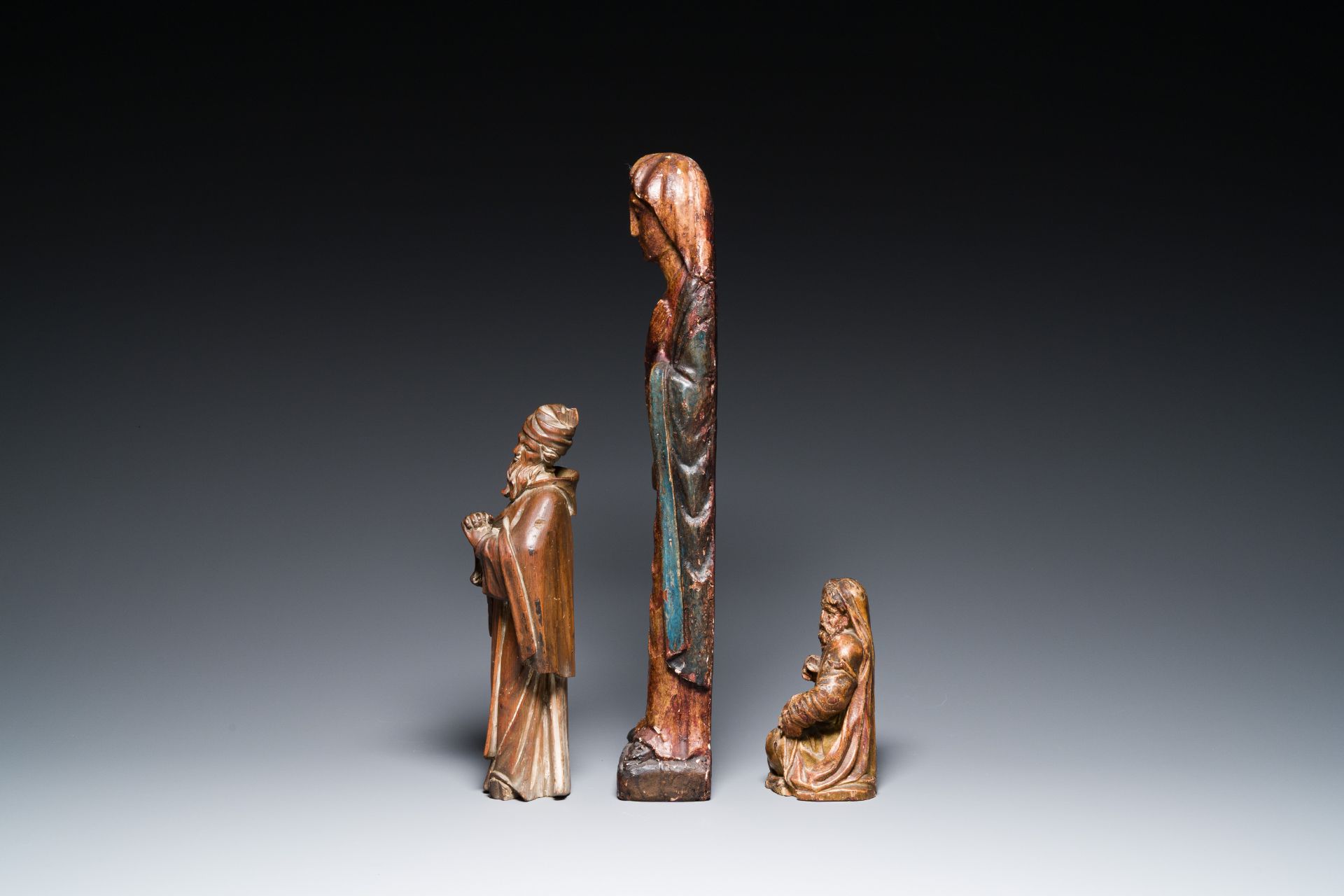 Three religious wood sculptures, France, Germany and Spain, 15th/16th C. - Image 5 of 7