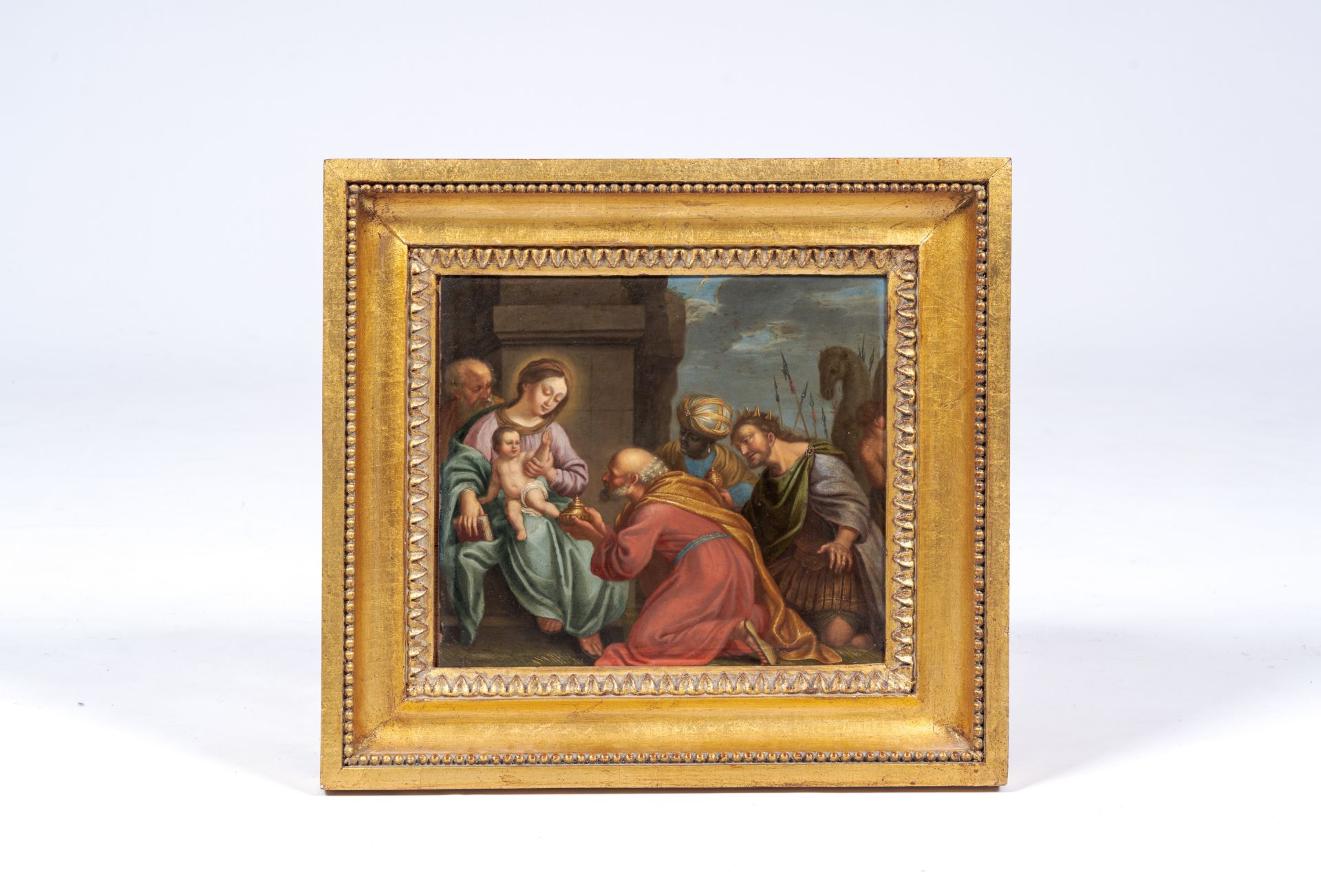 Flemish School: The adoration of the magi, oil on copper, 18th C. - Image 2 of 13