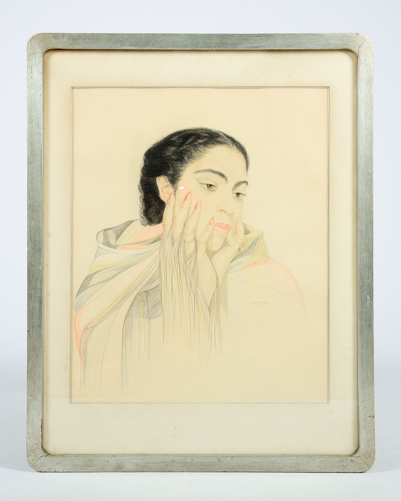 Marthe De Witte (1893-1976): Portrait of a diva, pencil on paper, dated 1939 - Bild 2 aus 5