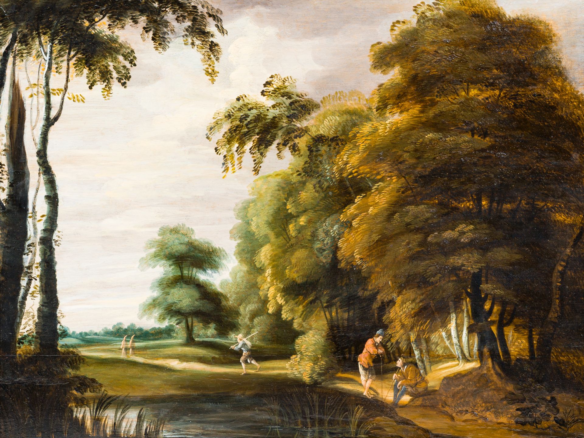 Flemish school: An animated landscape, oil on panel, 17th C.