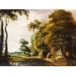 Flemish school: An animated landscape, oil on panel, 17th C.