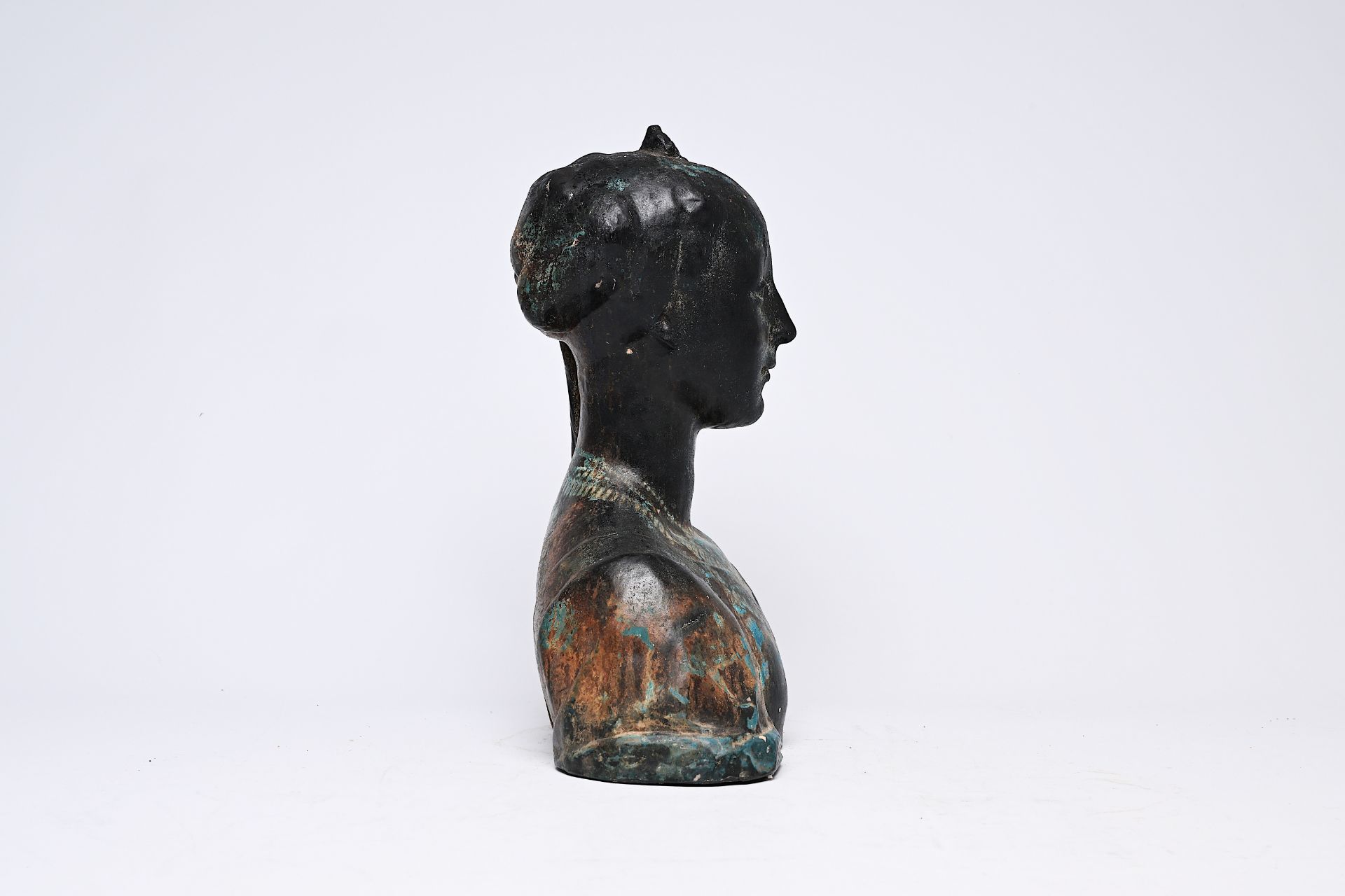 European school: Bust of a lady, patinated terracotta, 19th/20th C. - Image 5 of 9