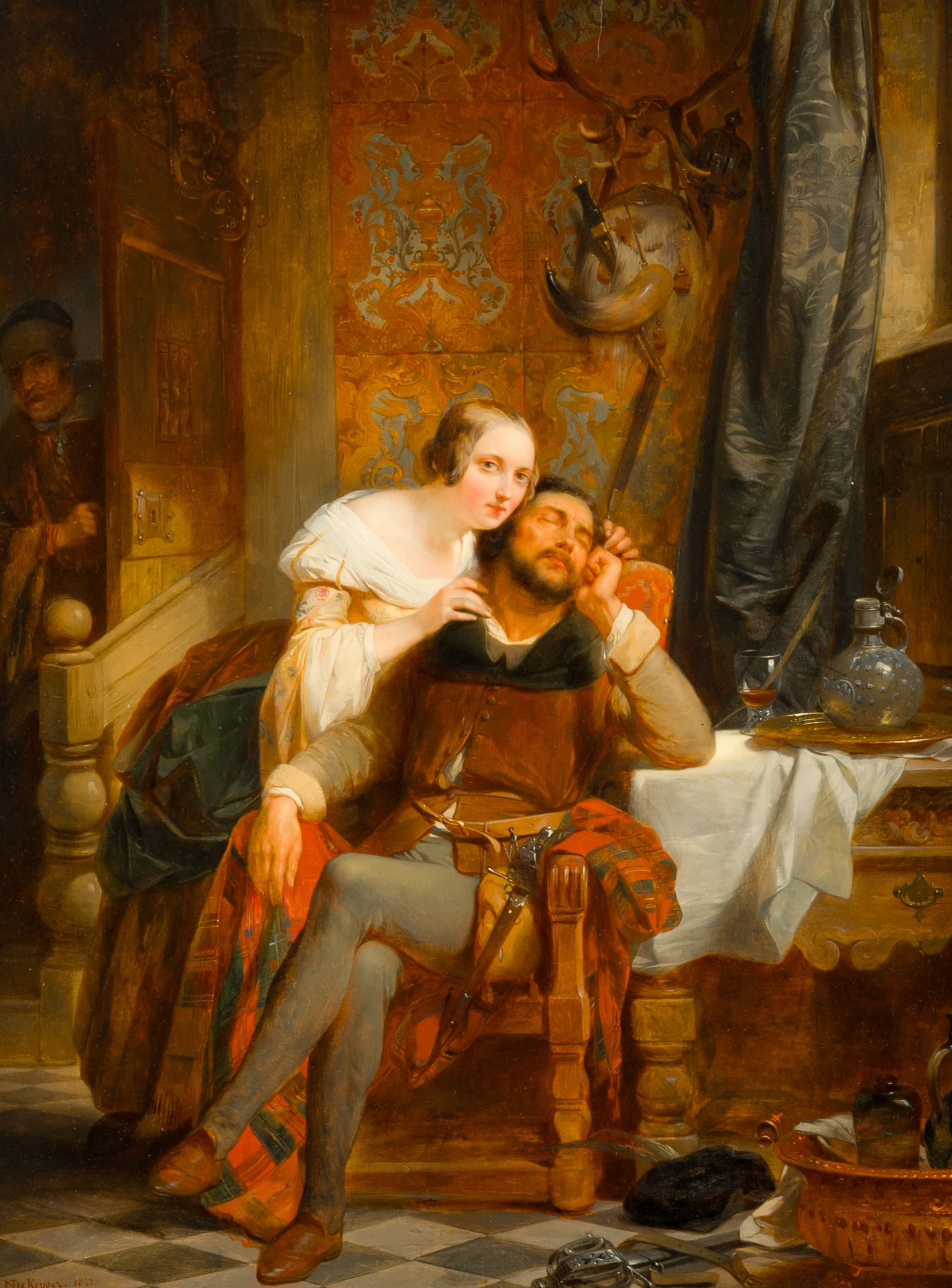 Nicaise De Keyser (1813-1887): The unguarded moment, oil on panel, dated 1842