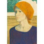 Antoon Catrie (1924-1977): Lady with a headscarf, tempera on board