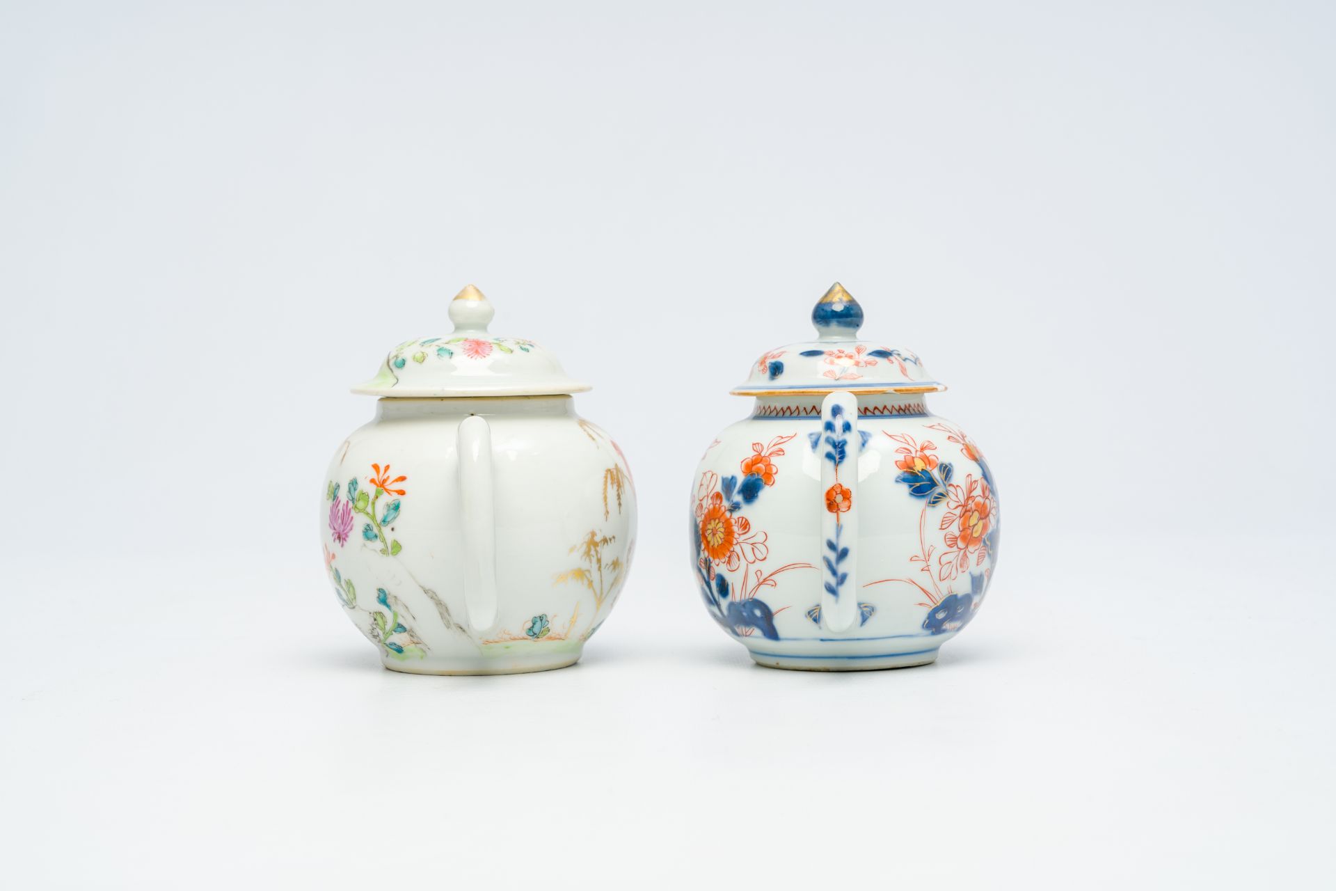 Two Chinese famille rose and Imari style teapots and covers, Kangxi/Qianlong - Image 3 of 7