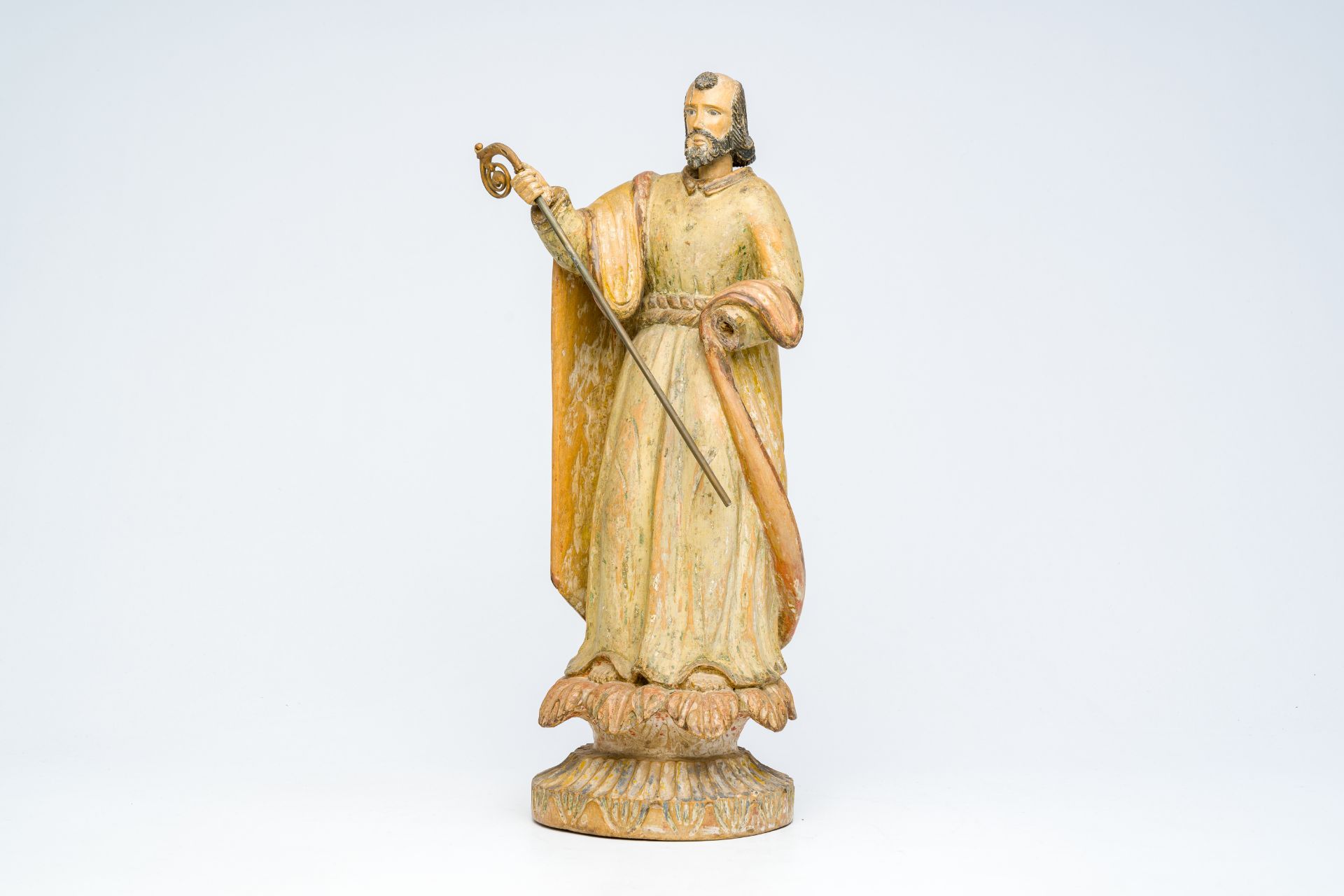 A carved and polychrome painted wood Saint Joseph, 18th C.
