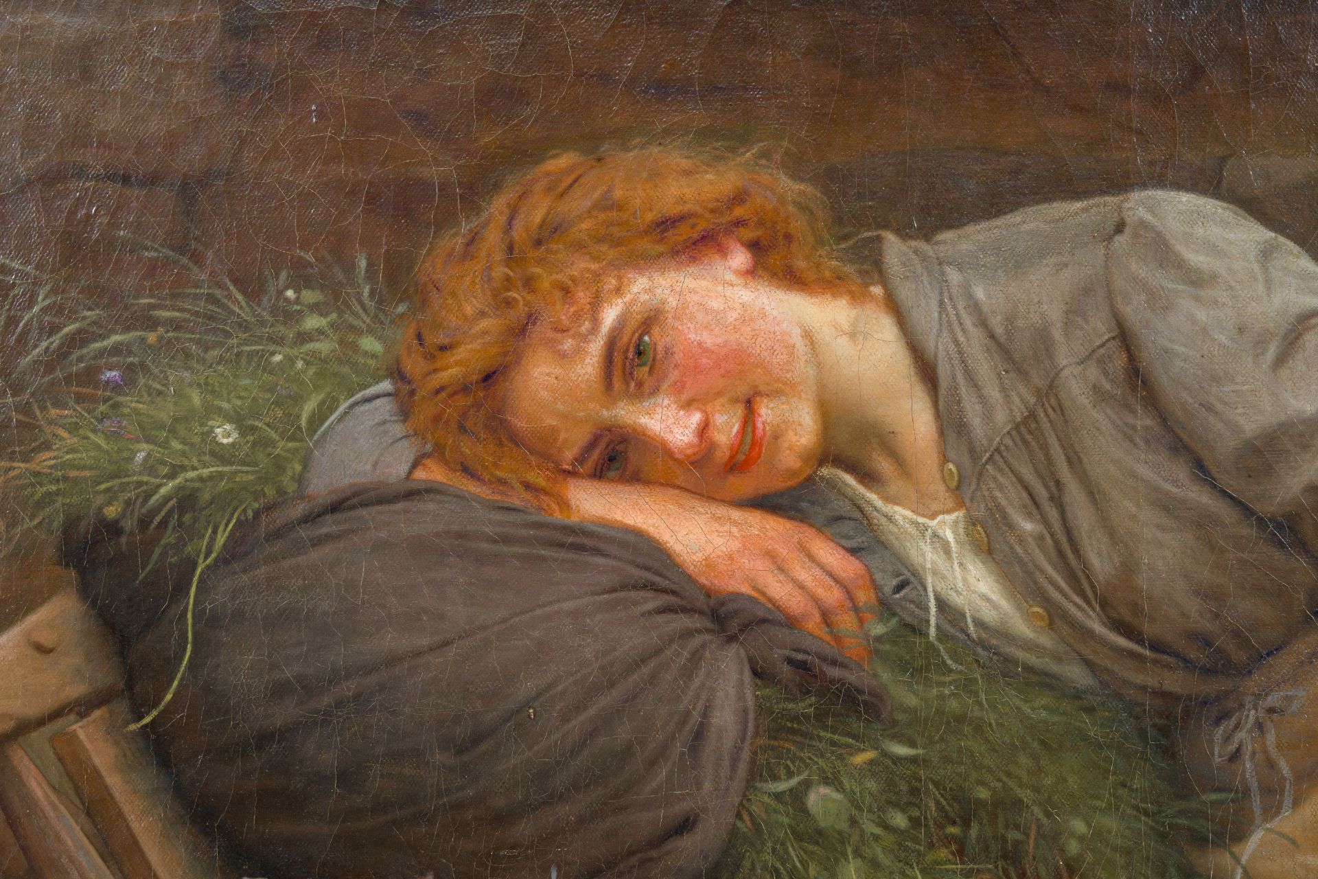 Camille Bellanger (1853-1923): The well-deserved rest, oil on canvas, dated 1897 - Image 5 of 5