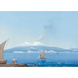 Neapolitan school: The Bay of Naples with Mount Vesuvius in the background, gouache on paper, first