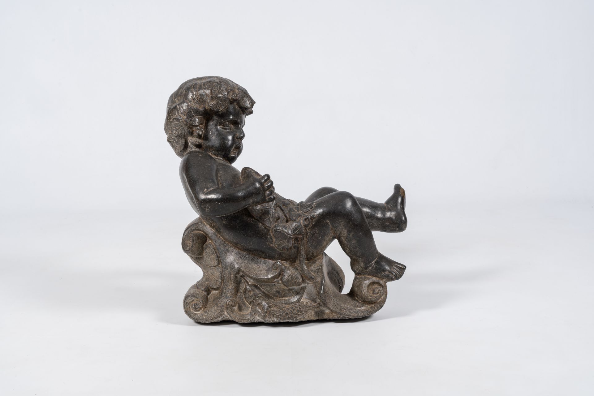 An Italian stone figure of a drunken bacchant, 19th/20th C. - Image 5 of 8