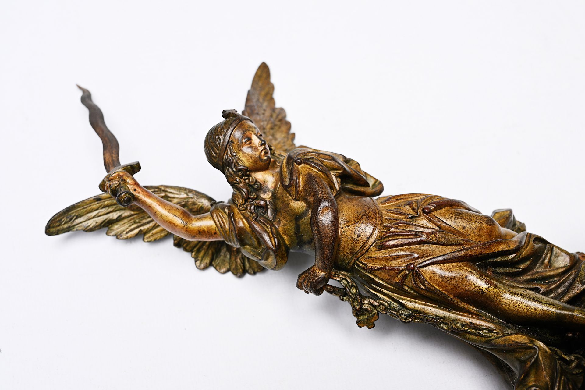 A Belgian bronze holy water font depicting Saint Michael and the dragon, 19th C. - Image 8 of 8
