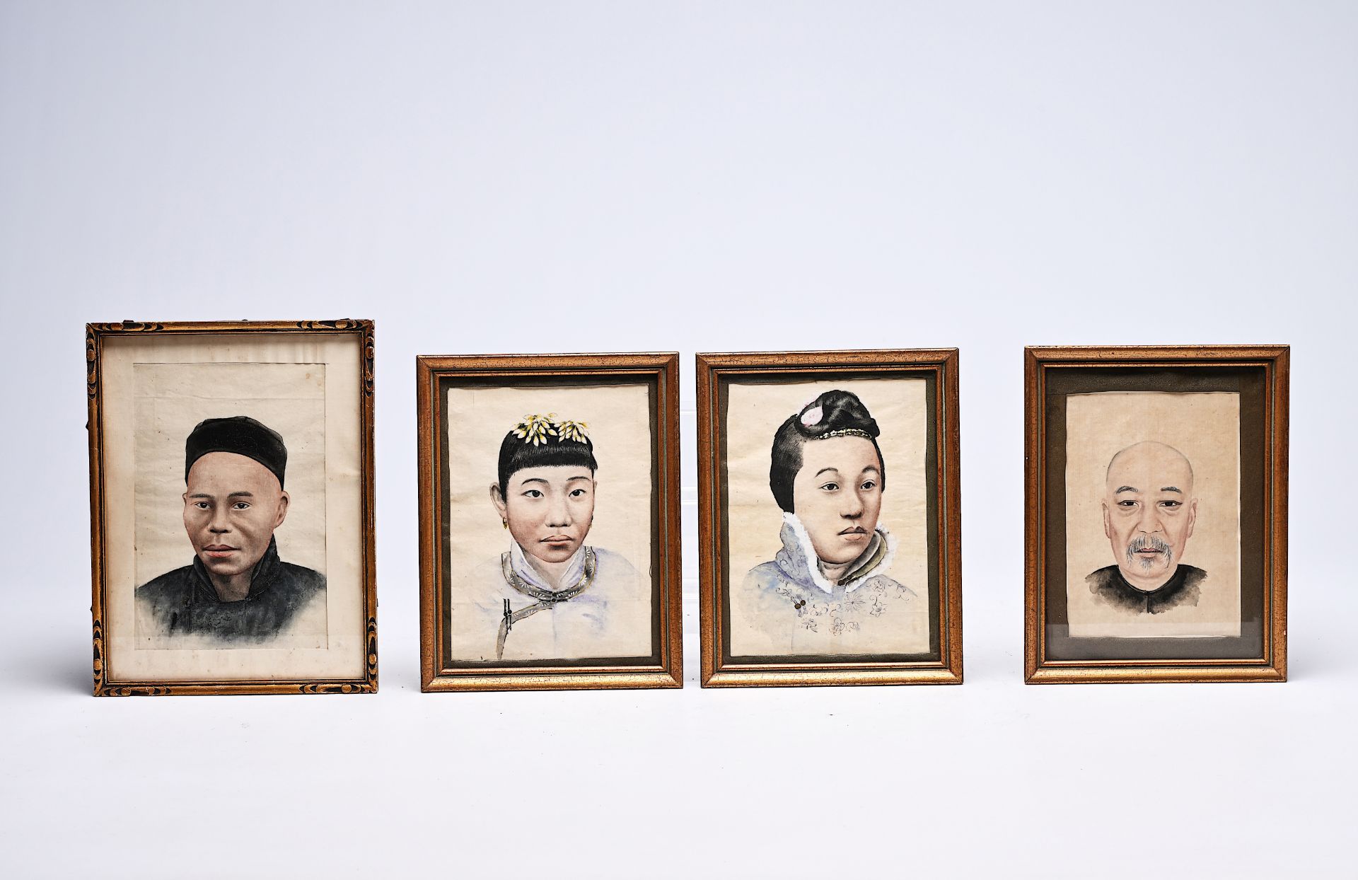 Chinese school: Four portraits, colours on paper, first half 20th C.