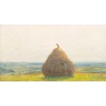 Belgian school: Hay in a sunlit landscape, oil on canvas, 19th/20th C.