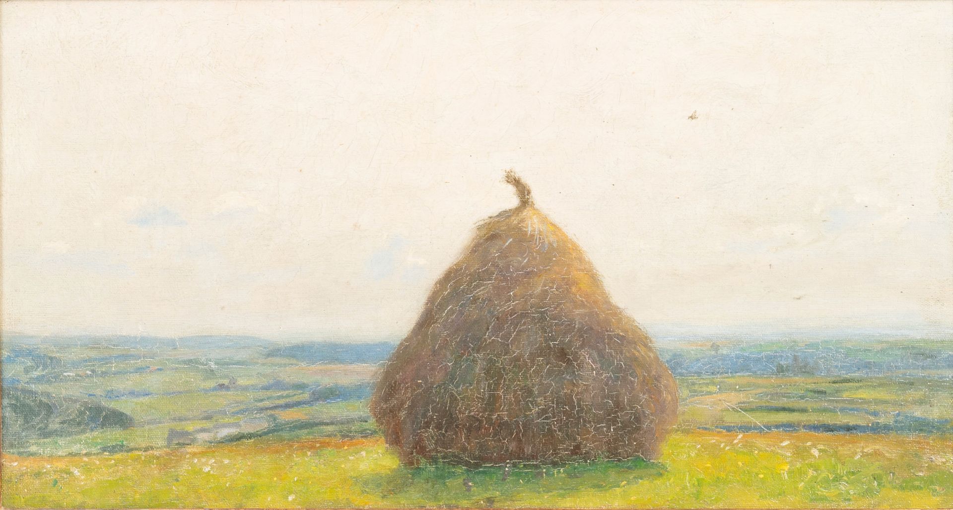 Belgian school: Hay in a sunlit landscape, oil on canvas, 19th/20th C.
