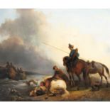 Joseph Jacobs (1806-1856): The end of the battle, oil on panel, dated 1843