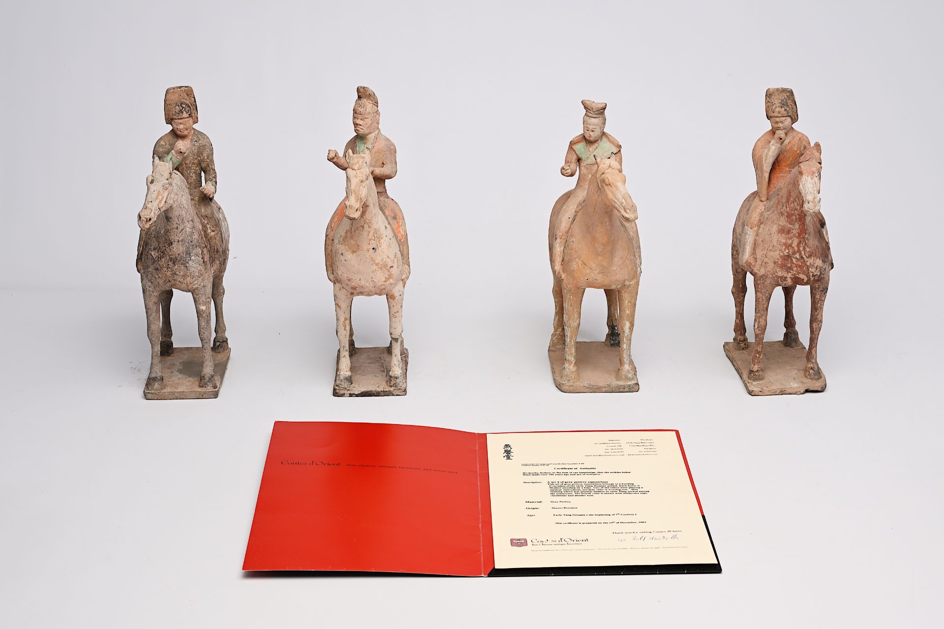 Four Chinese polychrome painted pottery equestrian figures, Tang - Image 2 of 22