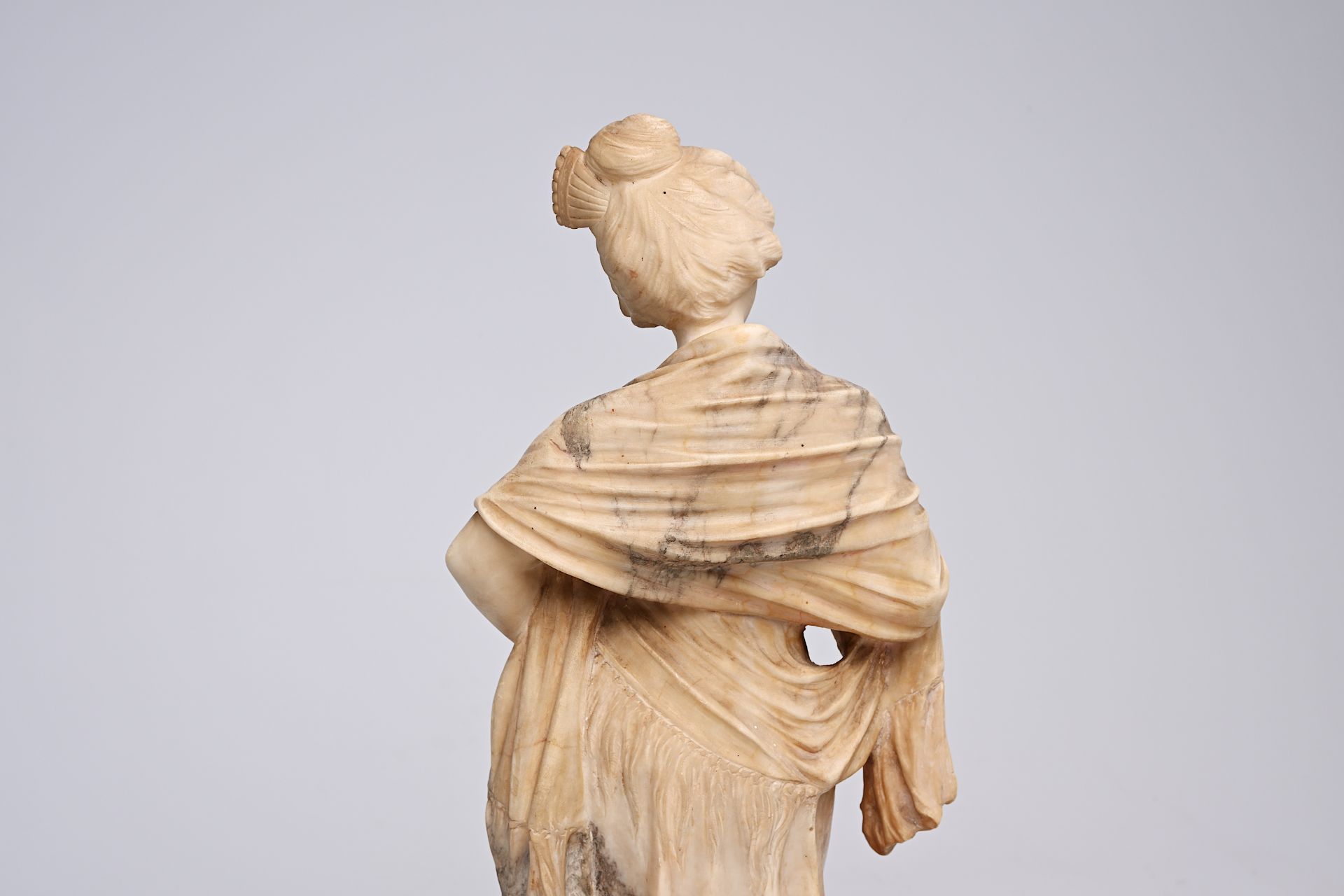 European school: High society lady in going out clothes, alabaster, first half 20th C. - Image 12 of 13