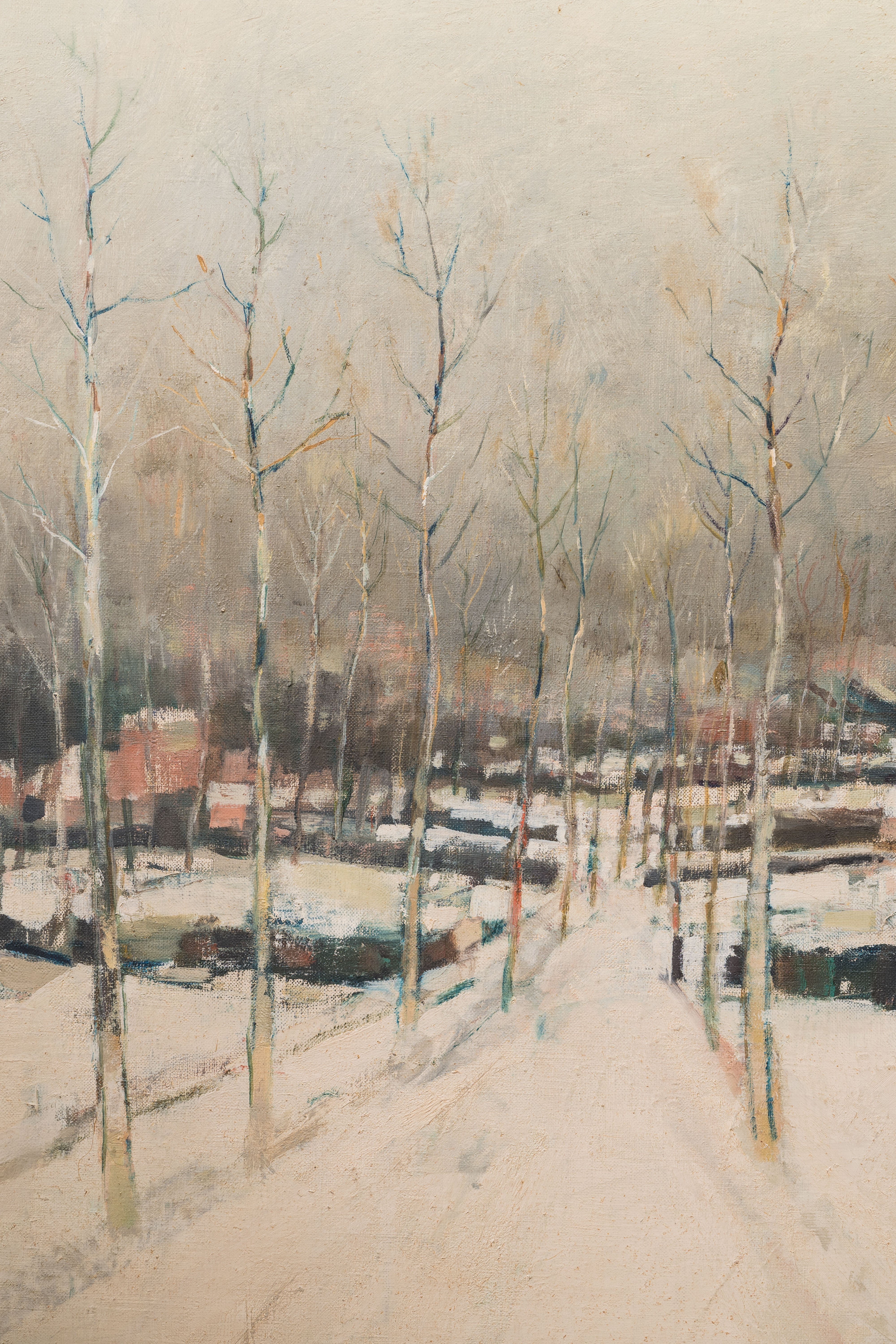 Albert Saverys (1886-1964): Lane in the snow, oil on canvas - Image 5 of 6