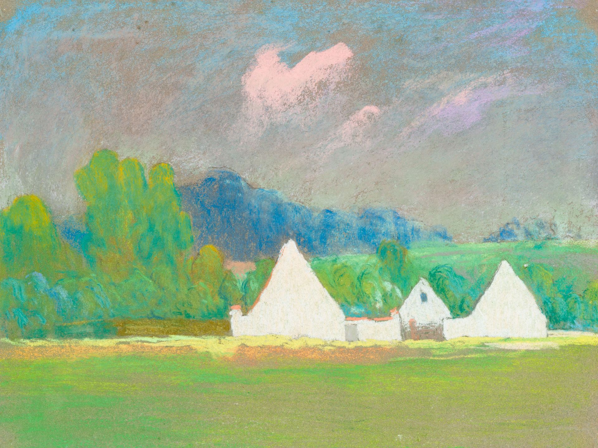 Rodolphe De Saegher (1871-1941): Two landscapes, pastel on paper - Bild 2 aus 4
