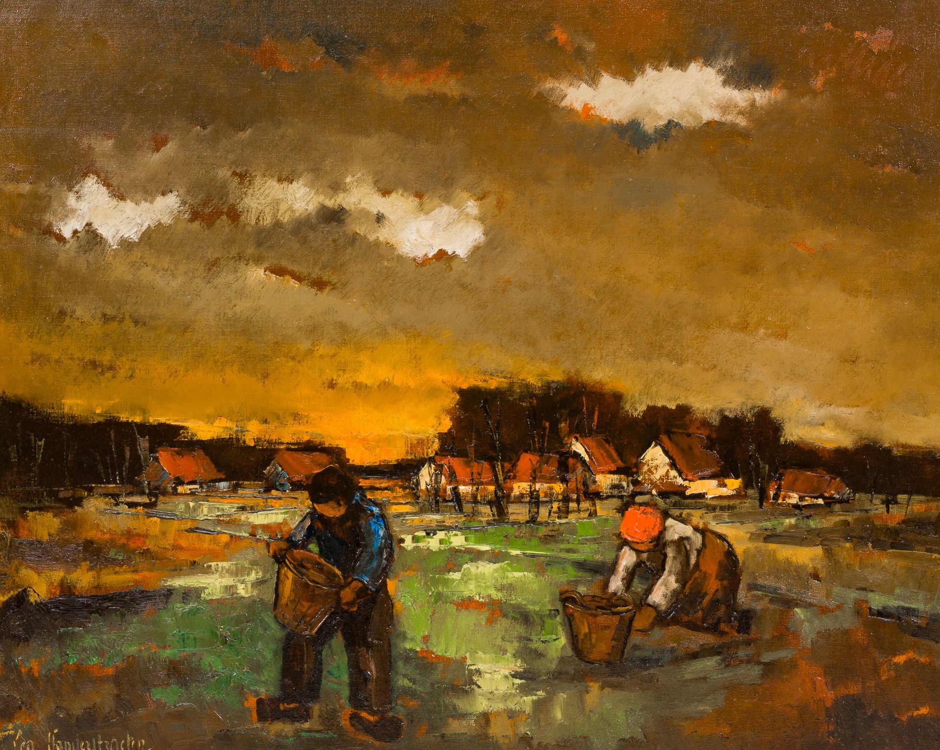 Lea Vanderstraeten (1929): The labor on the land, oil on canvas