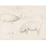 Jules De Bruycker (1870-1945): Study for the pig market in Damme, pencil on paper