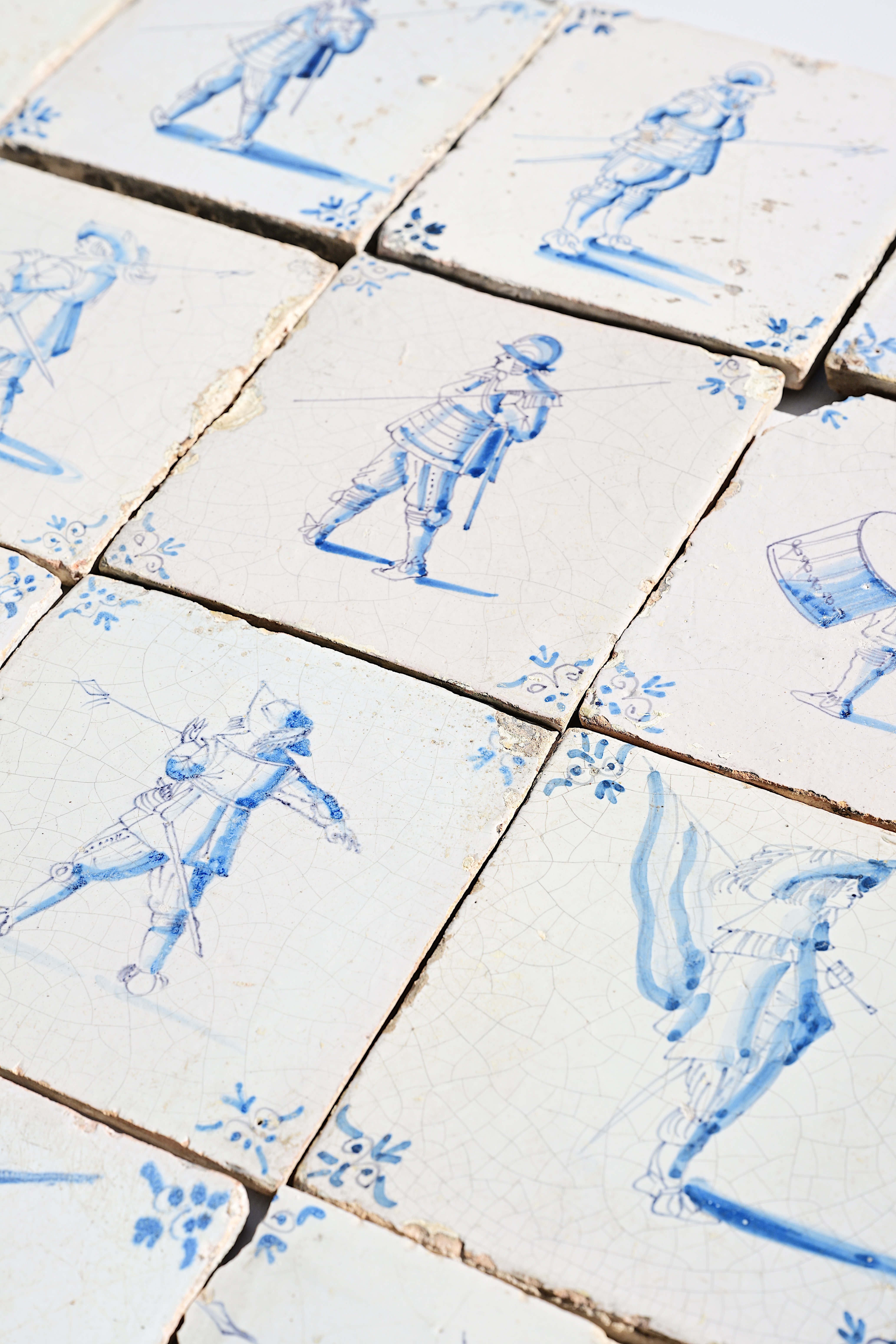 Sixteen Dutch Delft blue and white 'soldier' tiles, 17th C. - Image 3 of 3
