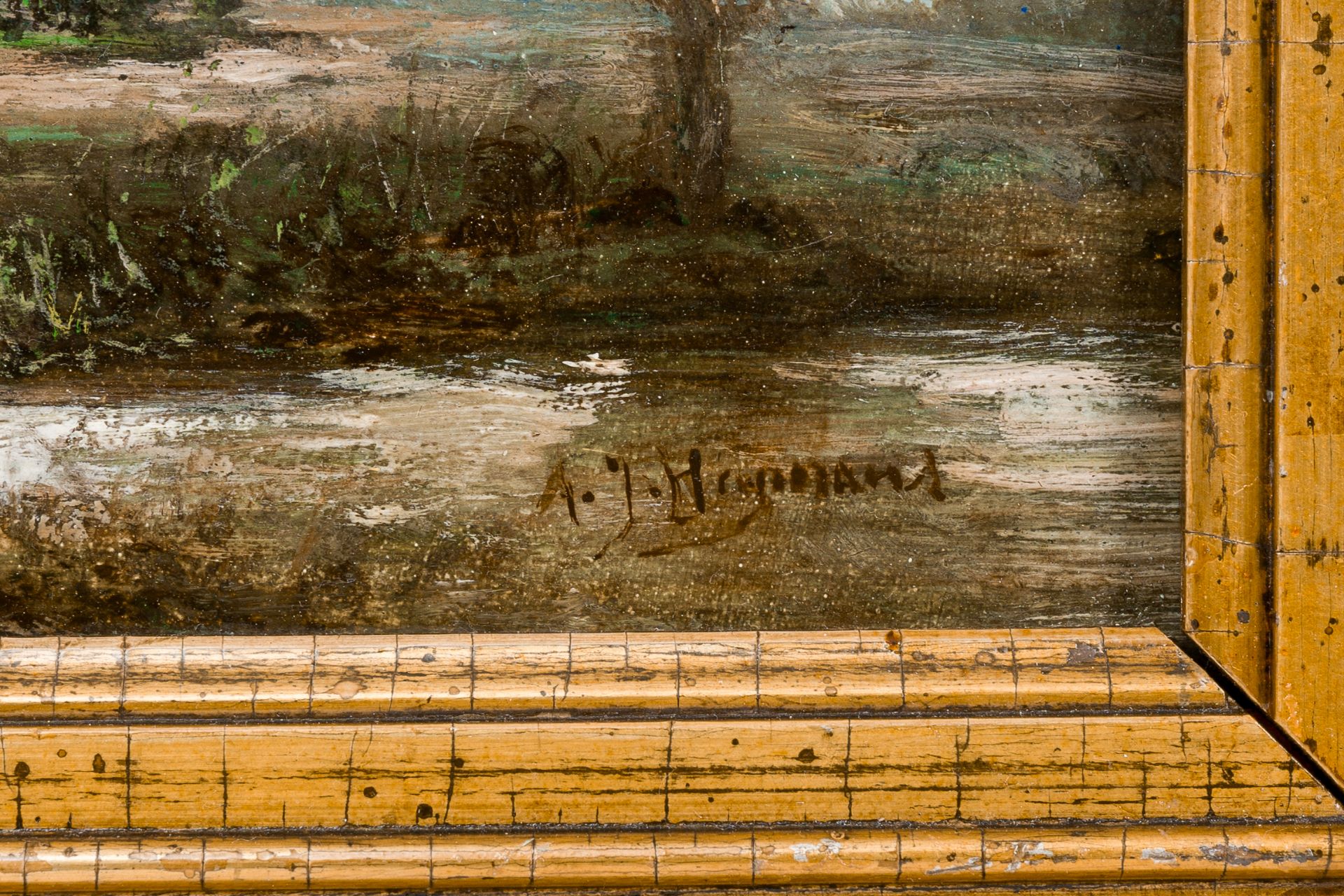 Adrien-Joseph Heymans (1839-1921, in the manner of): Landscape with farm, oil on panel - Bild 4 aus 4