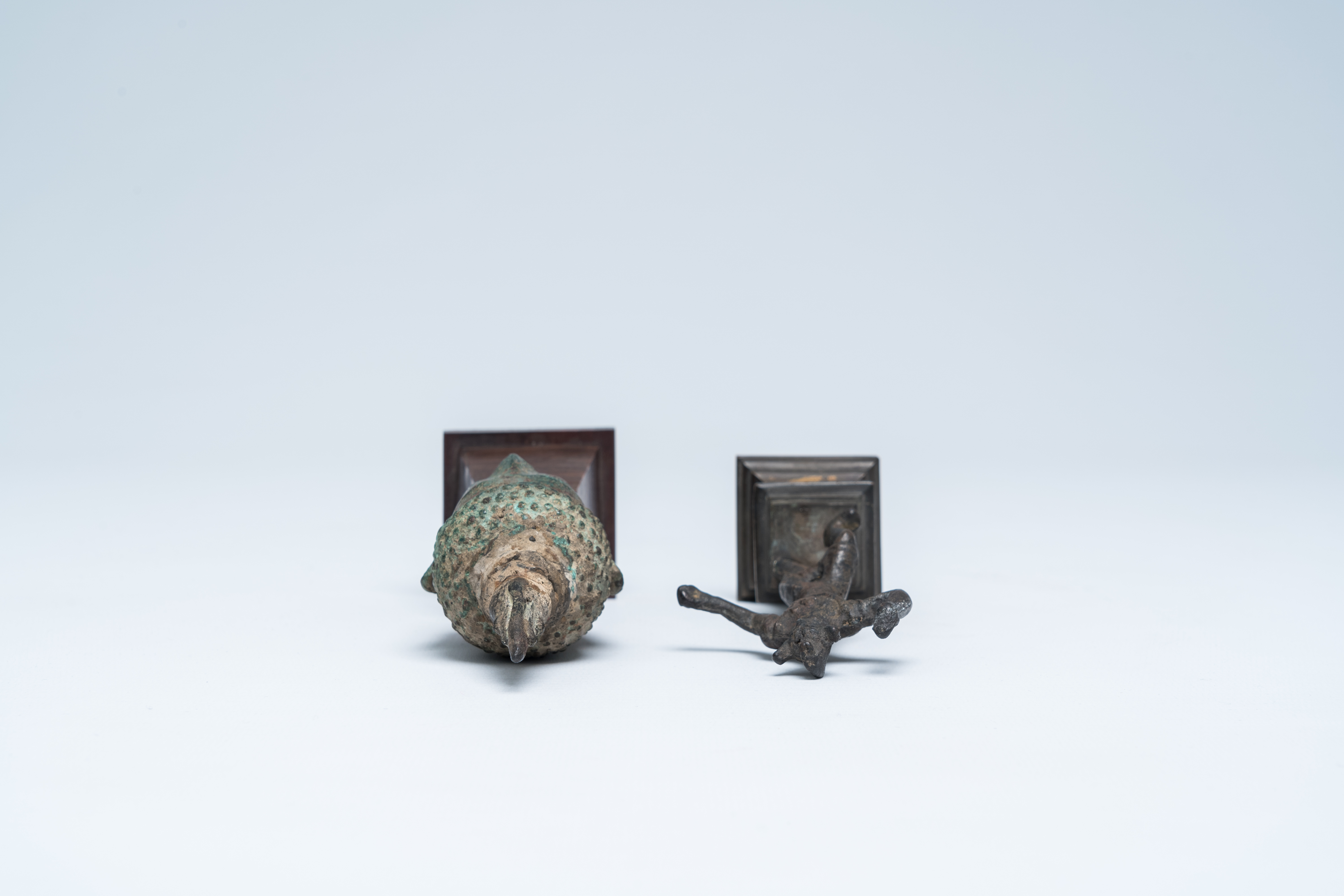 A bronze head of Buddha and a sculpture of a ritual dancer, Southeast Asia, 13th/17th C. - Image 6 of 7