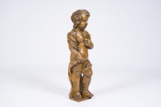 A Flemish carved wood putto, 18th C.