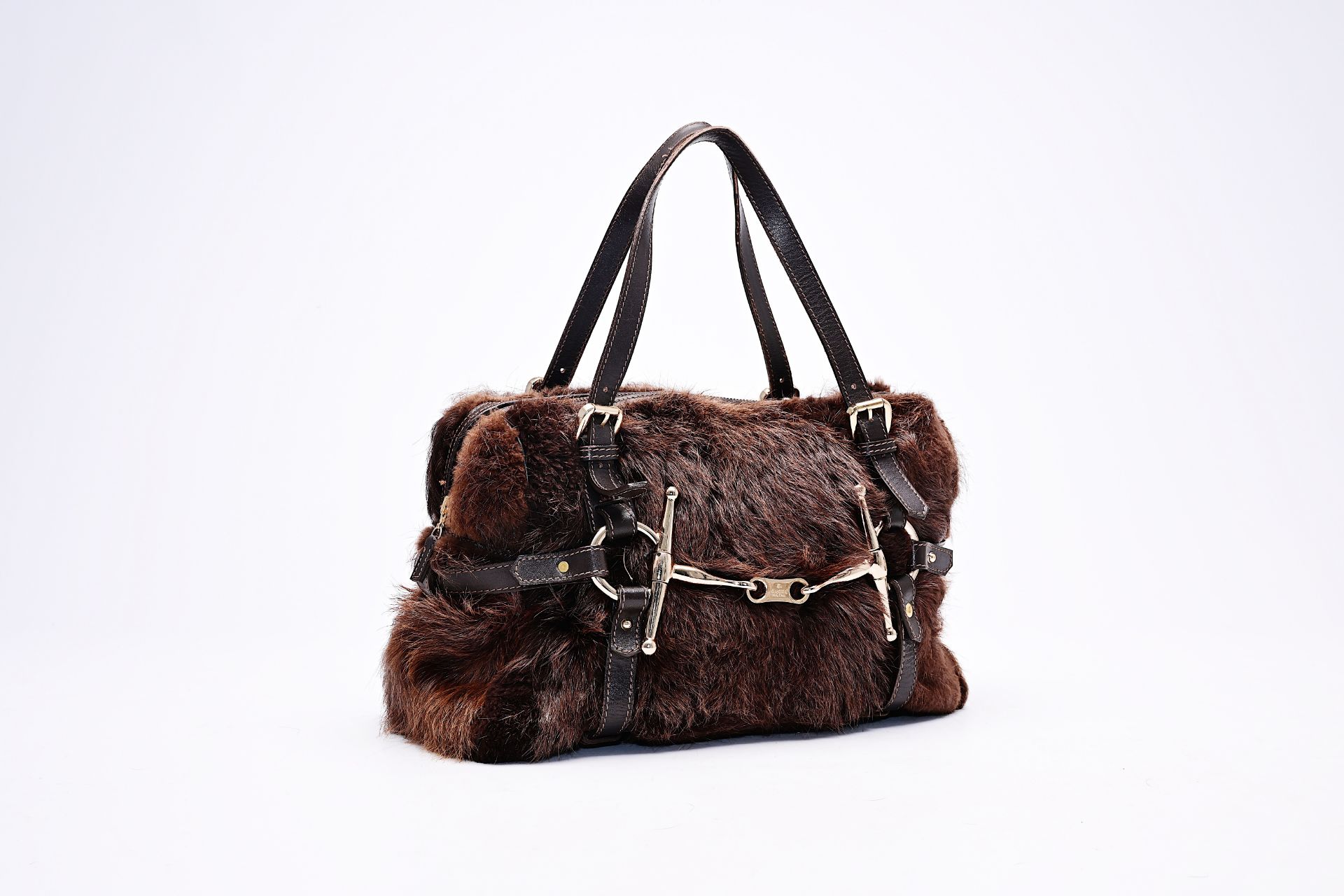 An Italian Gucci limited edition 85th anniversary fur and leather handbag, 20th C. - Bild 6 aus 6