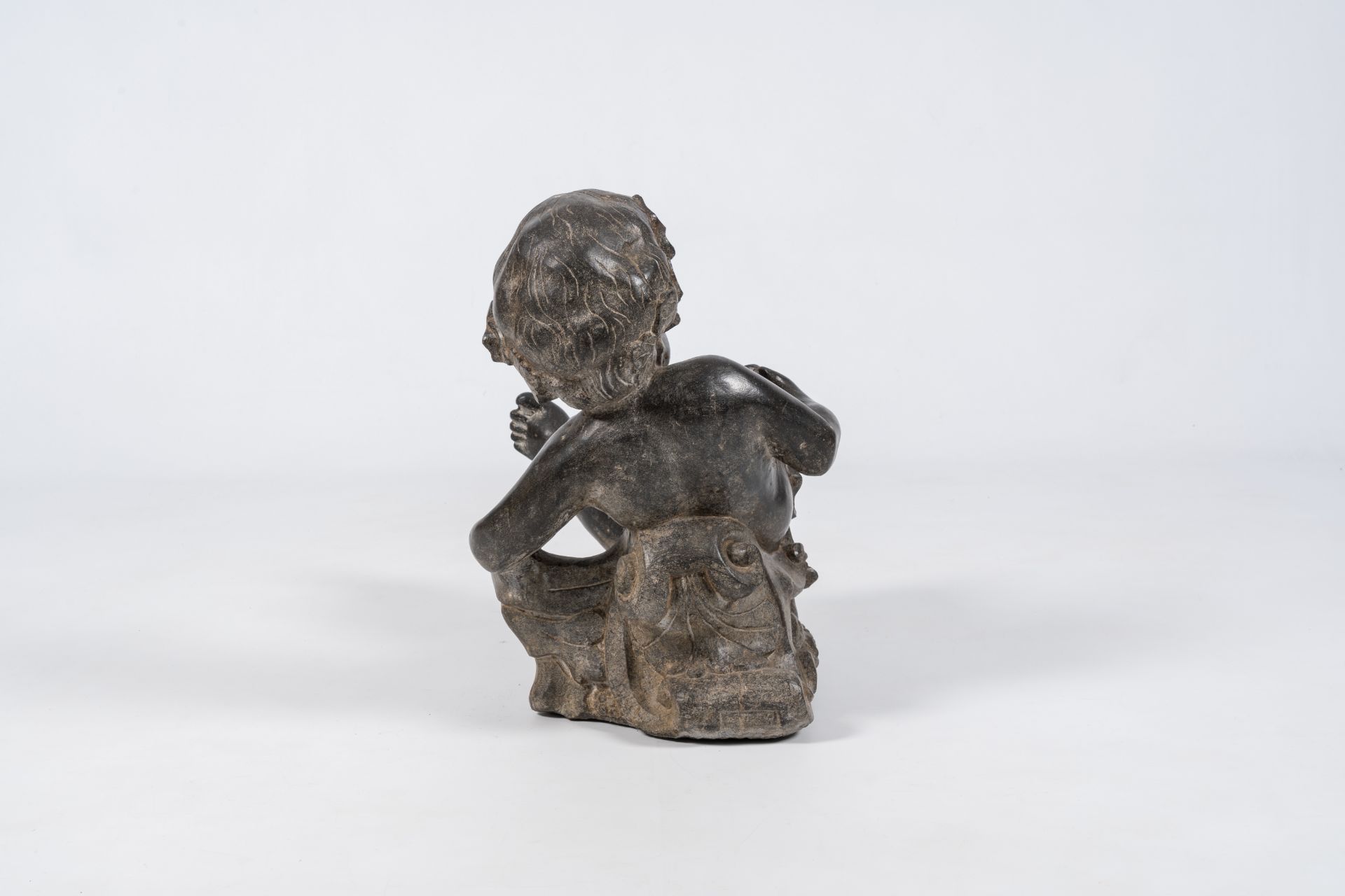 An Italian stone figure of a drunken bacchant, 19th/20th C. - Image 4 of 8