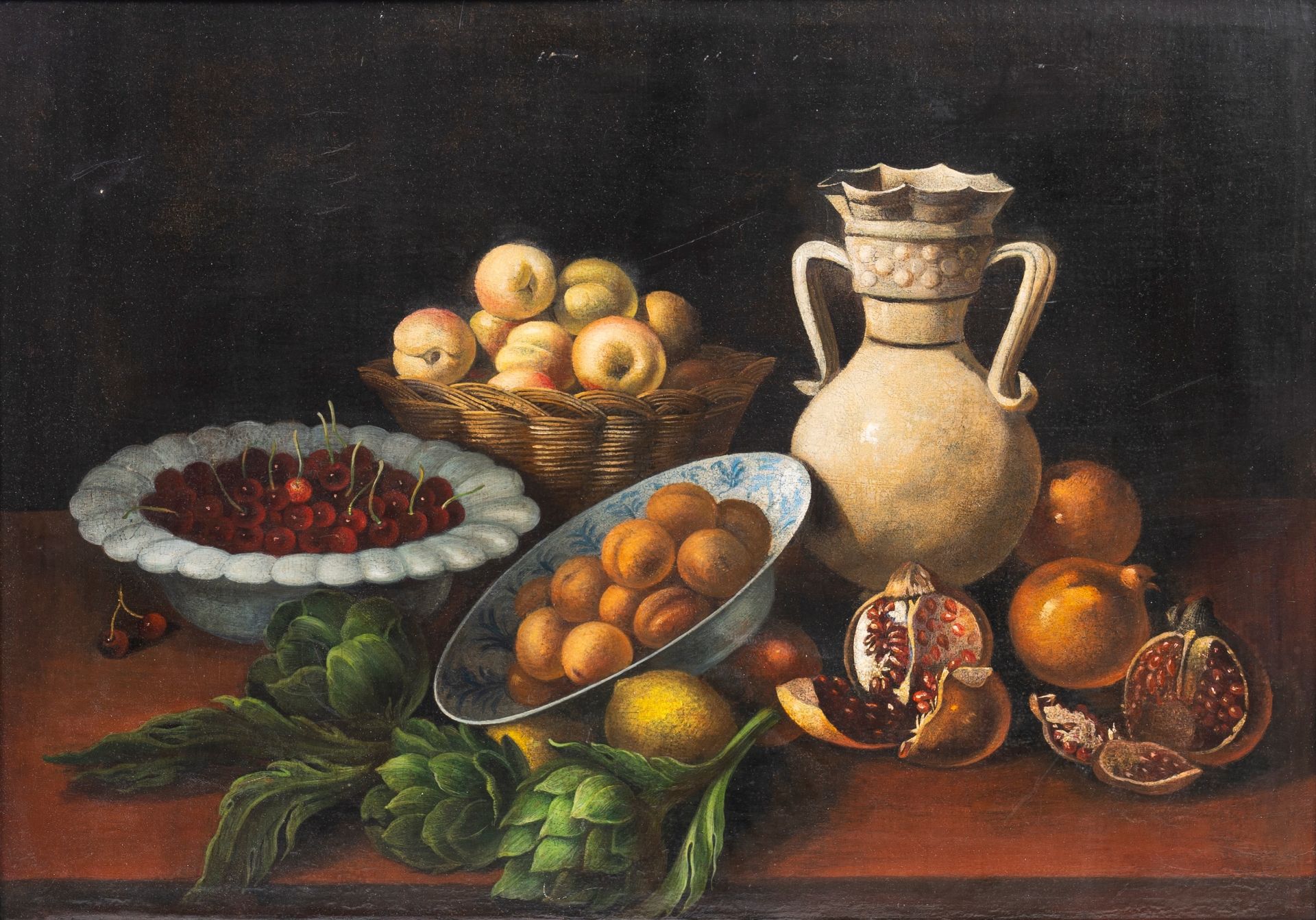 European school, in the manner of the Spanish school of the 17th C.: Still life with fruits and tabl