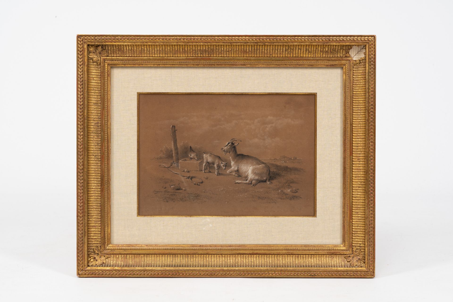 Eugene Verboeckhoven (1798-1881): Cattle in a landscape, mixed media on paper, dated 1877 - Bild 2 aus 4