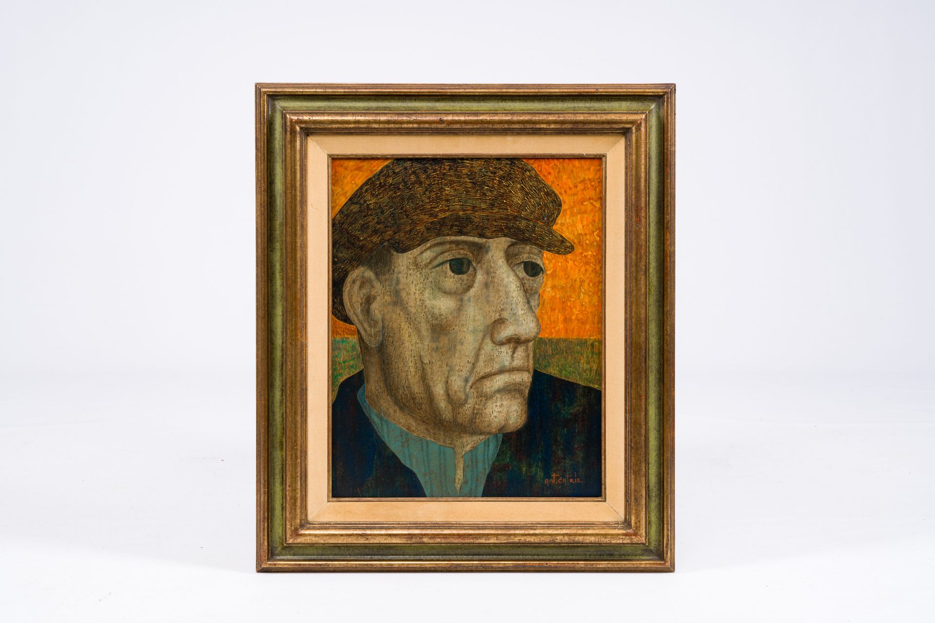 Antoon Catrie (1924-1977): A farmer's head, tempera on board - Image 2 of 5