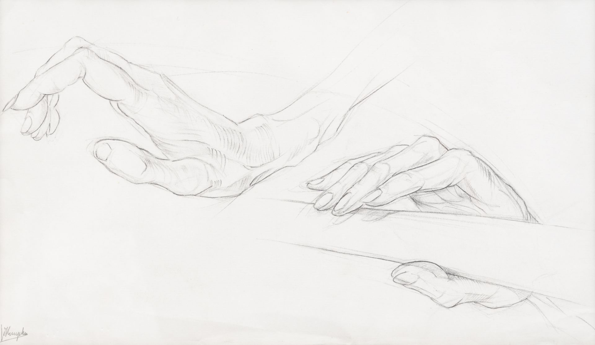 Jules De Bruycker (1870-1945): Hand studies, pencil on paper