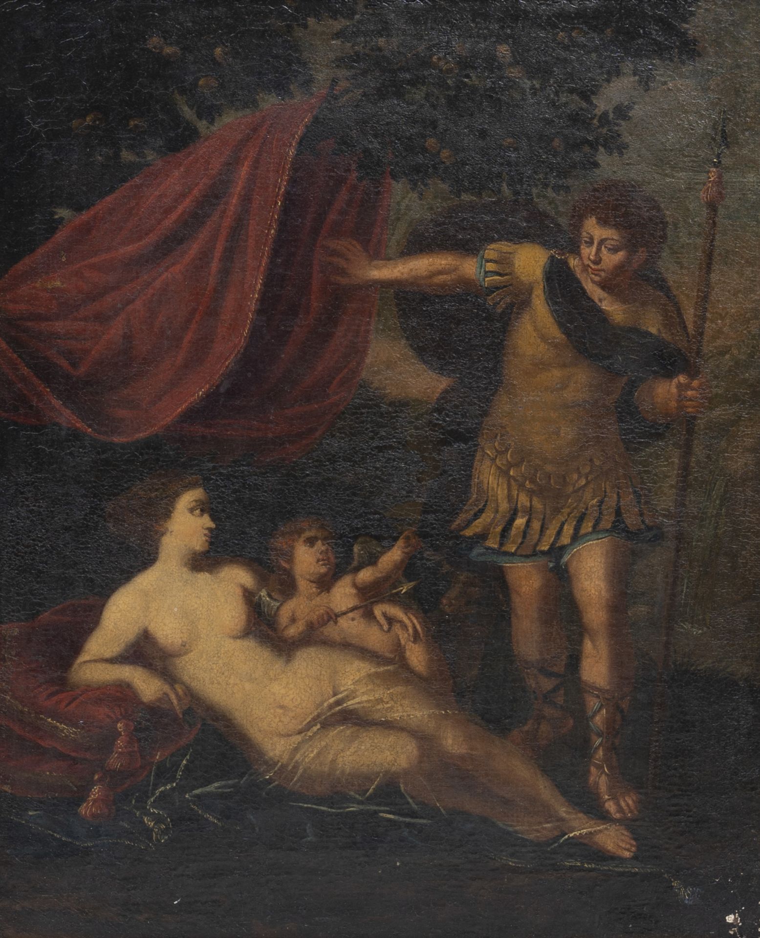 European school: Venus, Cupid and Mars, oil on canvas, ca. 1700