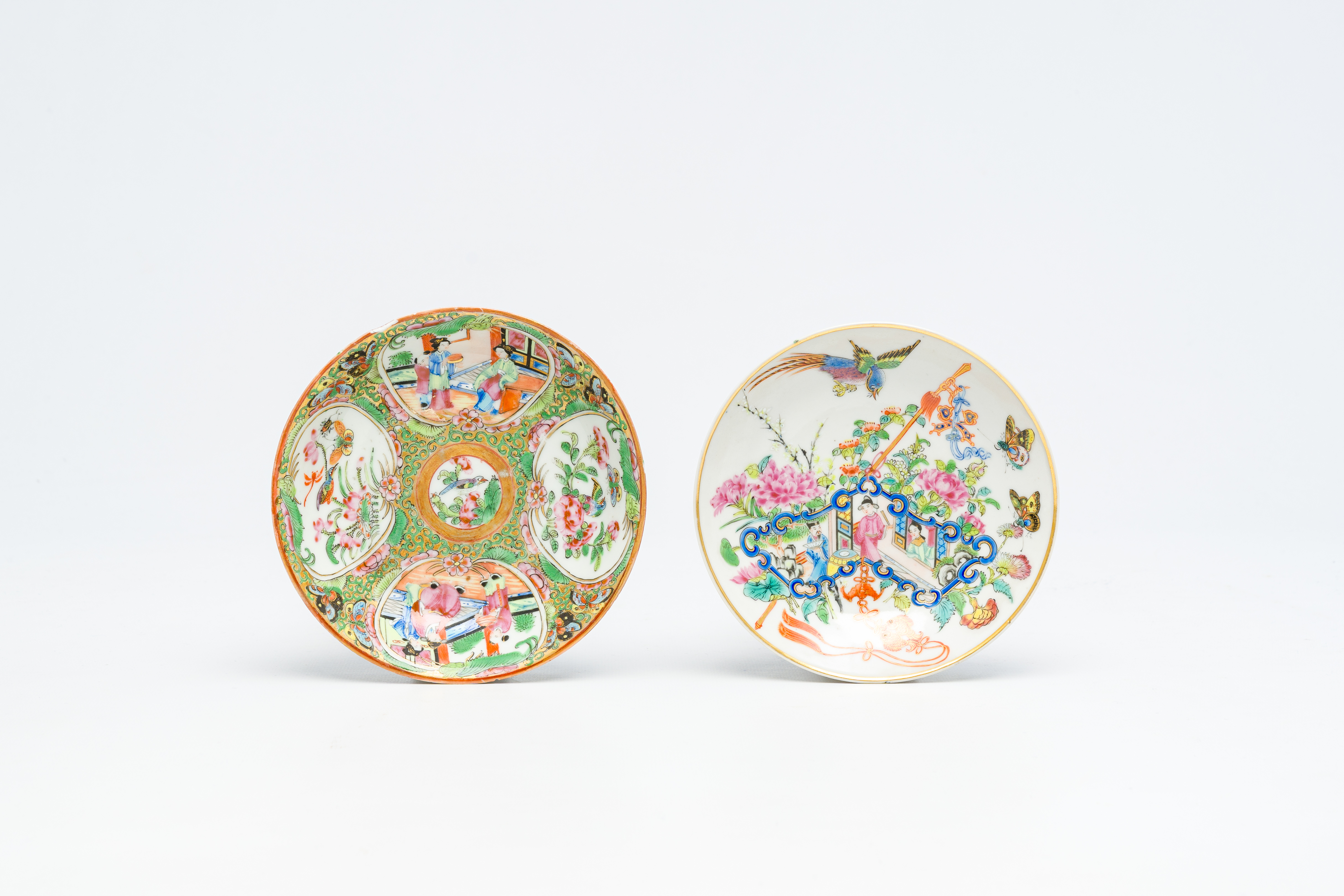 14 Chinese Canton famille rose cups and two saucers, 19th C. - Image 8 of 9